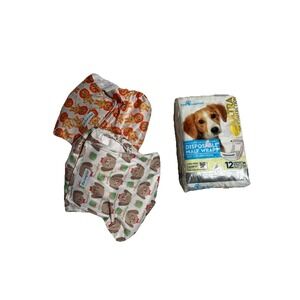 Lot Paw Inspired 12 pc. bag Disposable Male Wrap Belly Bands MEDIUM Cloth Pee